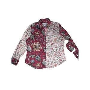 Cino Contrasting Floral lightweight Cotton Shirt Western Boho Womens Sz XL